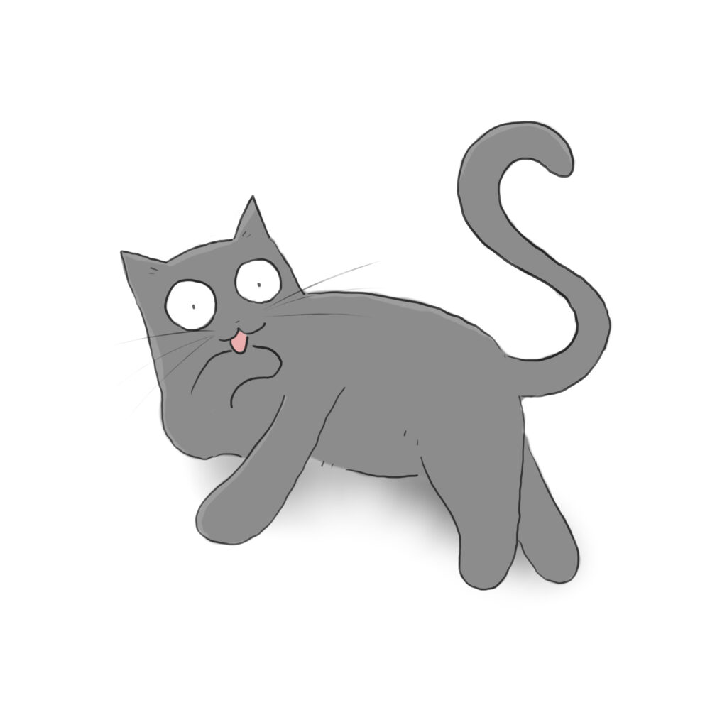 prince_clean A cartoon of a grey cat licking his paw.